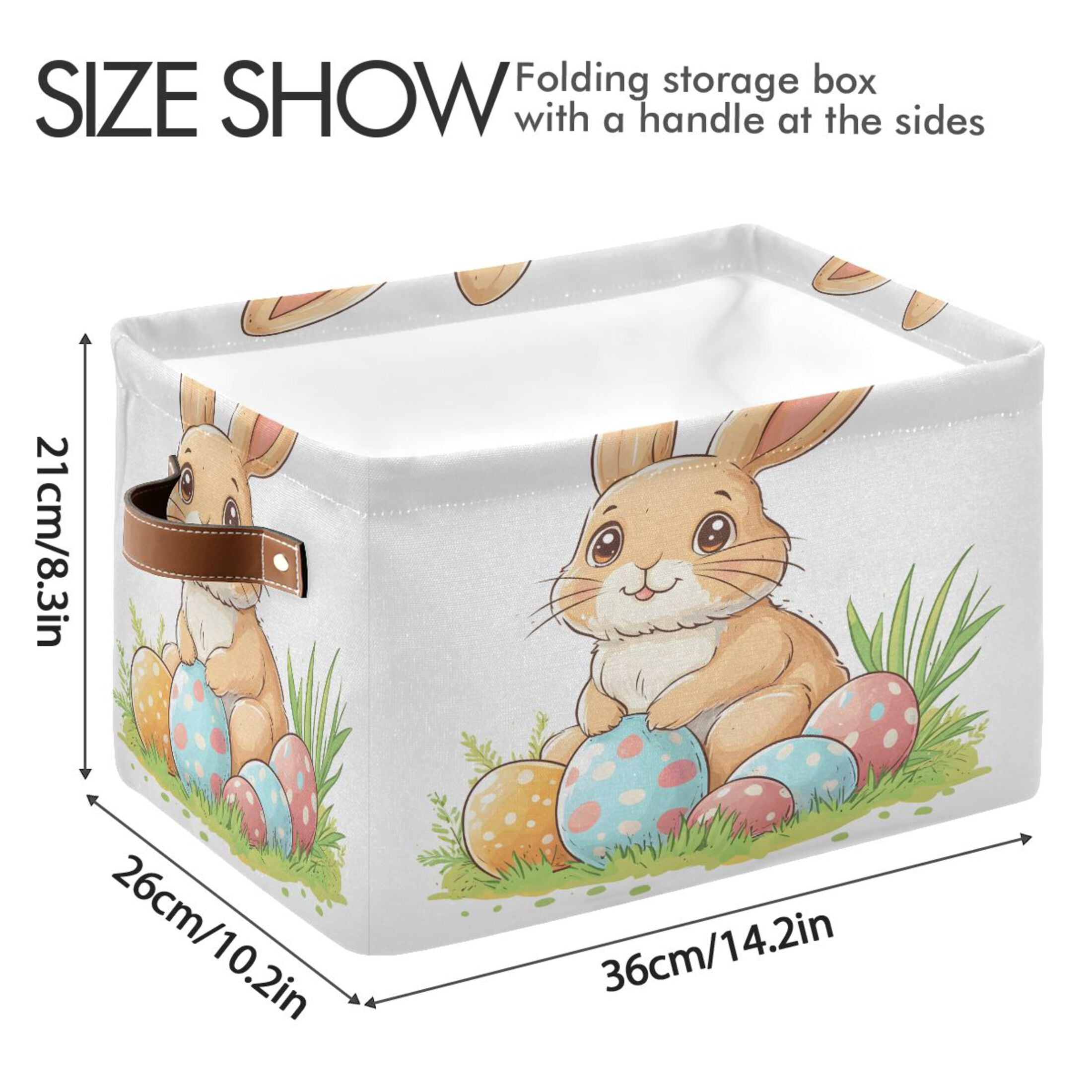 Ryvnso Bunny Easter Rabbit Storage Basket Large Bin Foldable Boxes Toys Organizer 14.2x10.2x8.3in 2 PCs