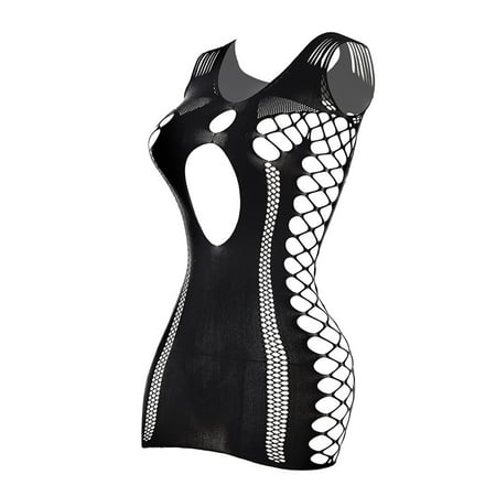 Xihbxyly Lingerie for Thick Women Sexy Womens Lingerie Fishnet Seamless Mesh Netting Chemise Hollow Out Perspective Babydoll Dress Sleepwear Nightwear Nightdress Lingerie for Ladies