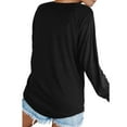 thumbnail image 4 of WZHKSN Female Solid Black Long Sleeve Crew Neck New T-Shirts, 4 of 5