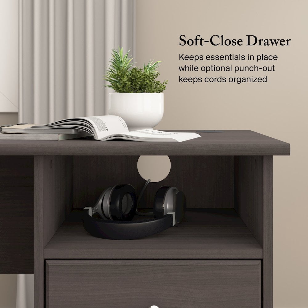 Cabot Modern 60W L Desk with File Drawer, Box Drawer and Storage Cabinet in Heather Gray