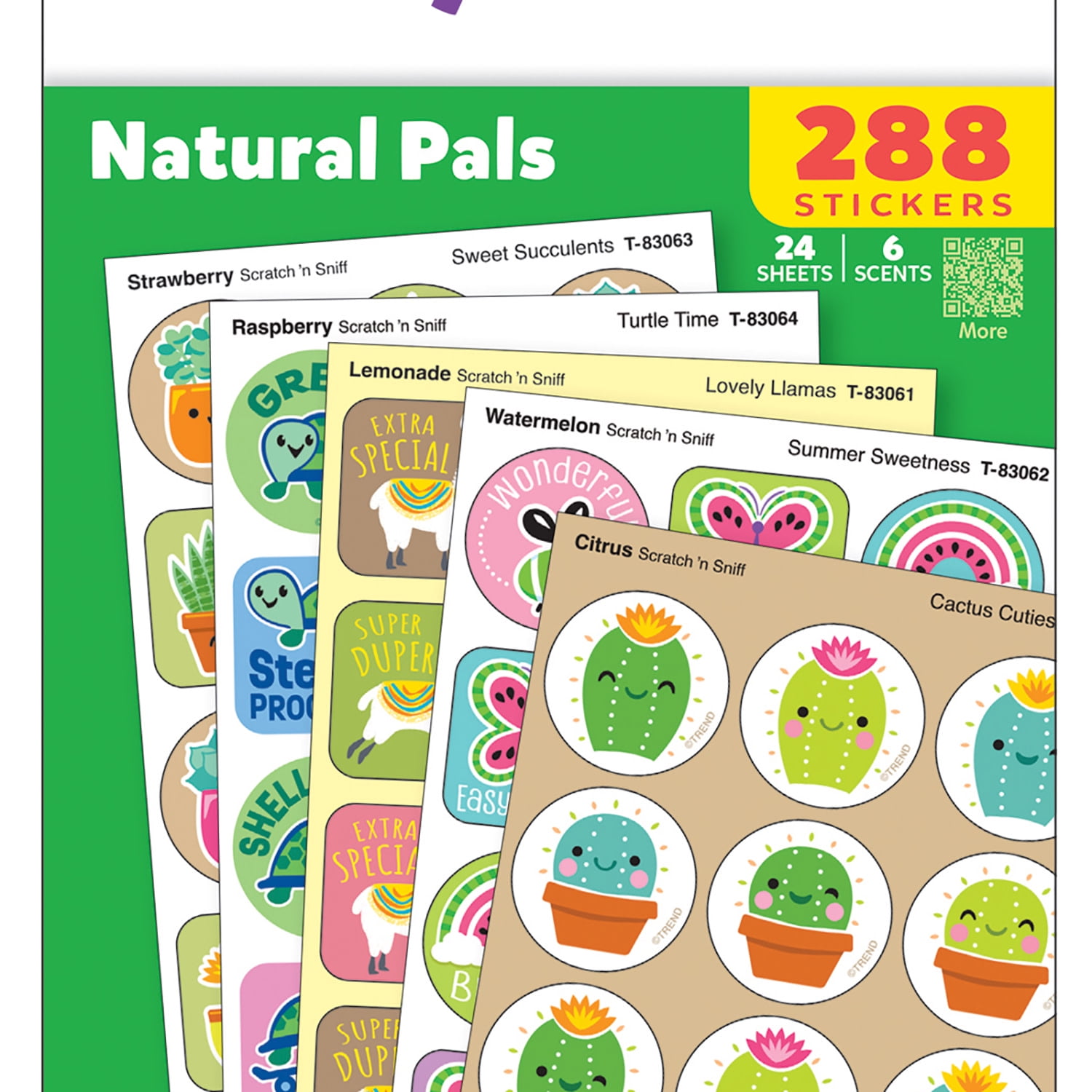 TREND: Scratch 'N Sniff: Natural Pals - 288ct Scented Stinky Stickers Variety Pack, 6 Scents, 24 Sheets Of Encouragement & Reward, Nature-Animal Theme