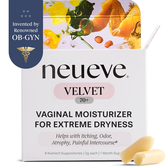 NeuEve Velvet Vaginal Suppositories for Women Over 70 – Hormone-Free Moisture Support, 8 Count