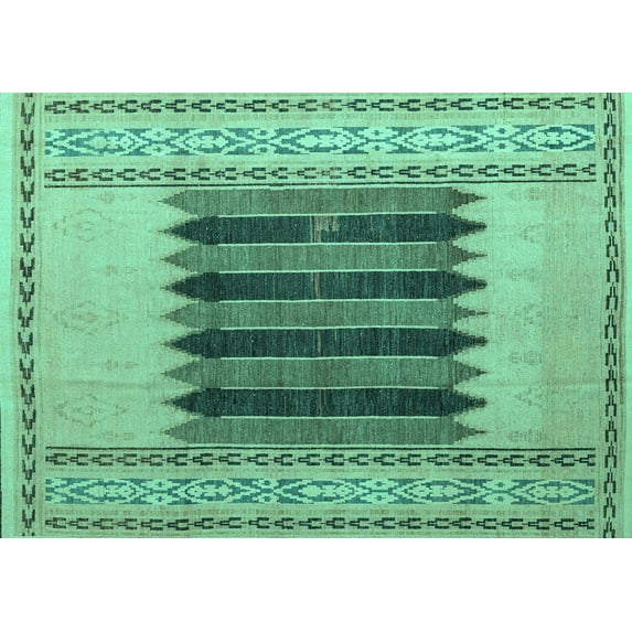 Ahgly Company Indoor Rectangle Abstract Turquoise Blue Modern Area Rugs, 4' x 6'