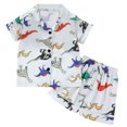 thumbnail image 3 of Tranfacy Boys and Girls 12M-8Y Summer Dinosaur Print Imitation Silk Short Sleeve Shorts Home Sleepwear Casual Matching Suits, 3 of 5