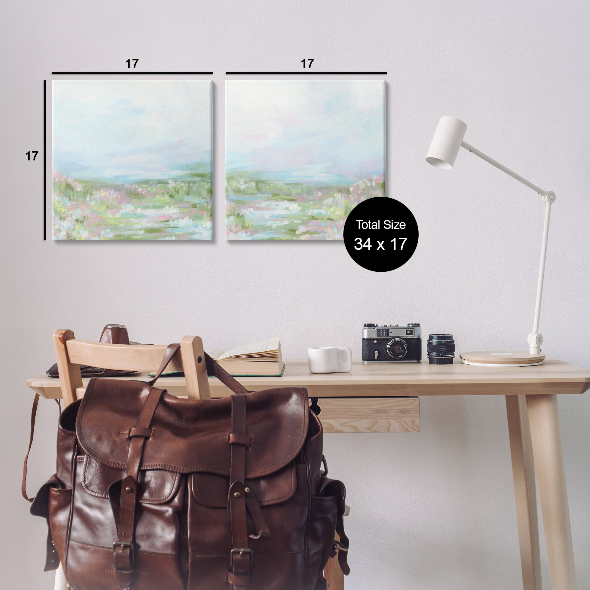 Stupell Industries Pastel Abstract Spring Field Landscape & Nature Painting Wrapped Canvas Art Print Wall Art, 17 x 17, Set of 2