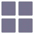 thumbnail image 1 of Abstract Coaster Set of 4, Retro Style Pattern with Curves Hipster Geometric Boho Tile, Square Hardboard Gloss Coasters, Standard Size, Dark Coral Navy Blue, by Ambesonne, 1 of 2