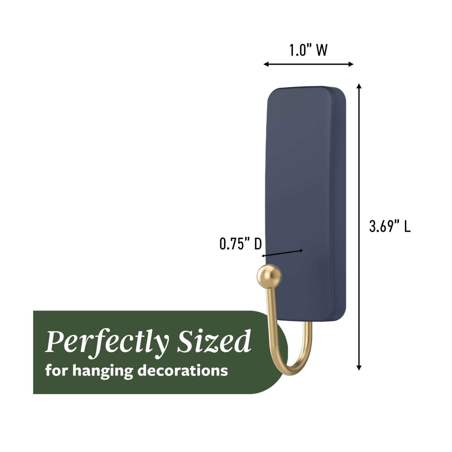 Command Medium Hooks, Juniper Berry, Holds 3 lbs, 4 Hooks, 6 Adhesive Strips