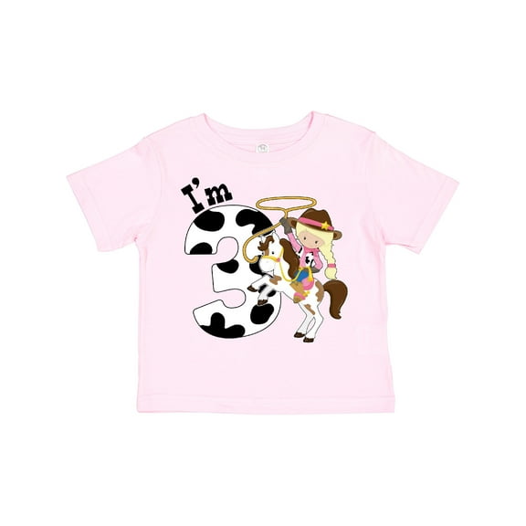 Inktastic I'm Three-cowgirl Riding Horse Birthday Girls Toddler T-Shirt