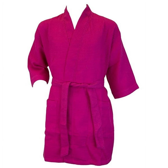 Terrytown Cuisse Longueur Gaufre Armure Kimono Robe Rose Chaud