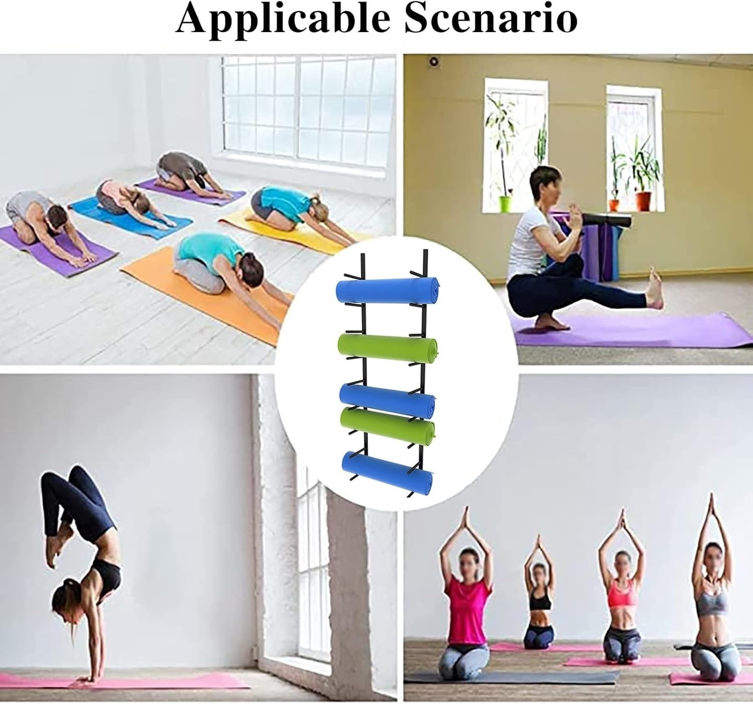 Yoga Mat Wall Storage Rack  Holds 2/4/6/9 Yoga Mats  Wall Mounted Home Gym Storage Rack For Dumbbells, Kettlebells, Rolle