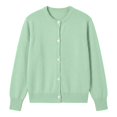 thumbnail image 4 of IWRICH Women's Button down Lightweight Cardigan Sweater Cute Fall Fashion Lantern Long Sleeve Crew Neck Solid Color Tops S, 4 of 4