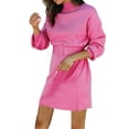 thumbnail image 2 of Genuiskids Women Long Sleeve Mock Neck Pullover Sweater Dress Belted Elegant Knitted Pullover Bodycon Sweater Mini Dress, 2 of 9