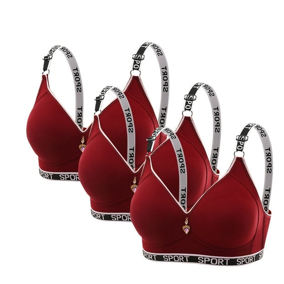 Alkepwun Womens Sports Bras Lightweight Wireless Bra with Letter Straps Full Coverage Push Up Support Anti-Sagging Bralettes Breathable Soft Everyday Yoga Underwear