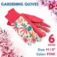 thumbnail image 2 of Pink Floral Gardening Gloves, Washable Cotton Knit Wrist, 6 Pairs, 9 in, 2 of 6