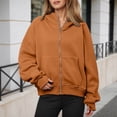 thumbnail image 2 of Women's Oversized Zip Up Hoodie - Plus Size Long Sleeve Sweatshirt with Pockets, Casual Fleece Hooded Jacket for Fall Winter Outfits, 2 of 6