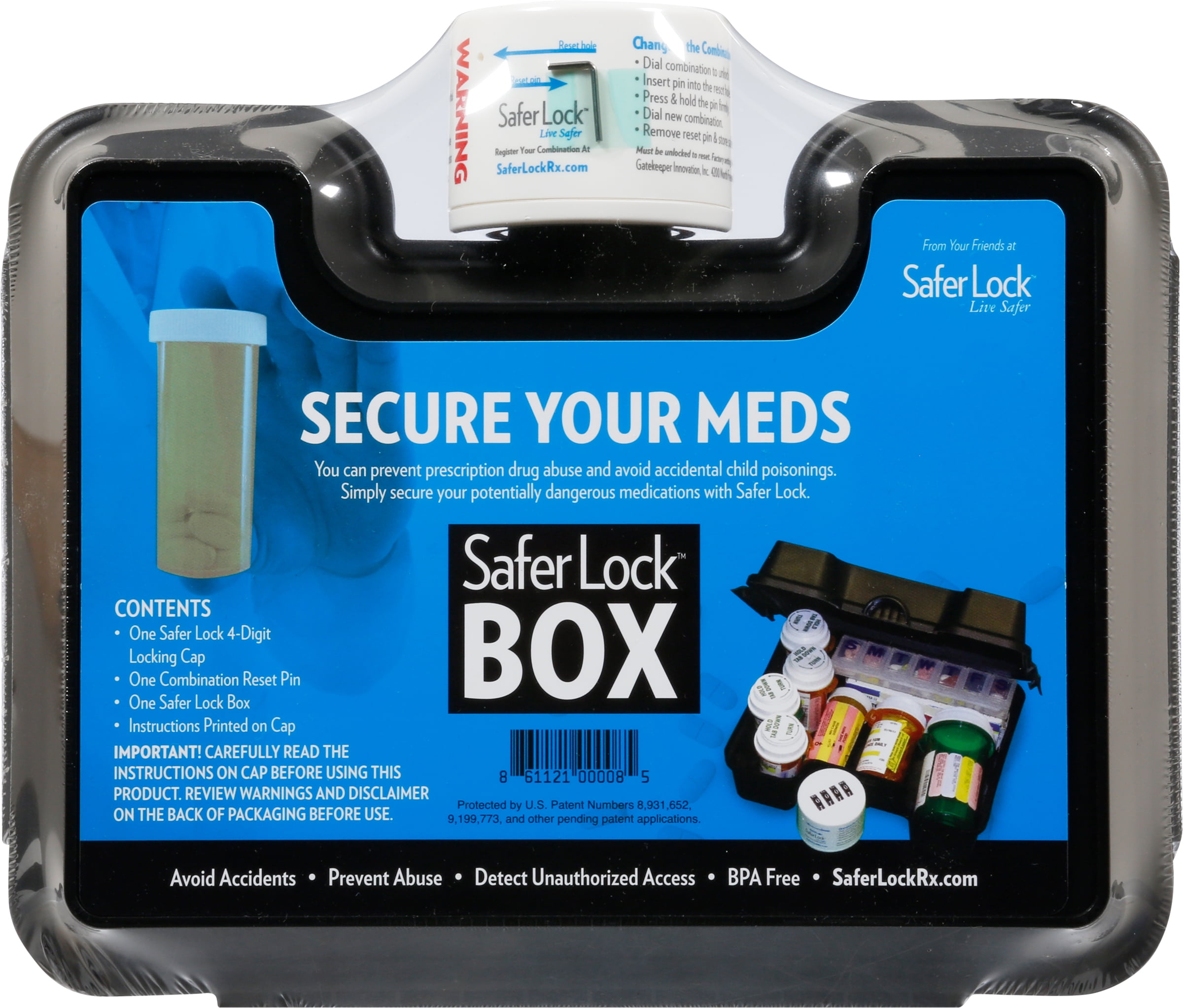 Medicine Box, 4 Digit Combination Lock, Fits Multiple Medicine Bottles