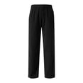 thumbnail image 4 of CPNG Teenagers Boys Straight Wide Leg Pants Drawstring Elastic Waist Corduroy Loose Boys' Pants Sweatpants(Black,12-13 Years), 4 of 7