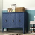 thumbnail image 2 of Ouyessir Solid Wood Buffet Sideboard Entry Console Table, Antique Storage Cabinet with Doors and Adjustable Shelf, for Living Room, Dining Room, Kitchen, 37" L x 15.7 W x 31.5 H, Navy Blue, 2 of 10