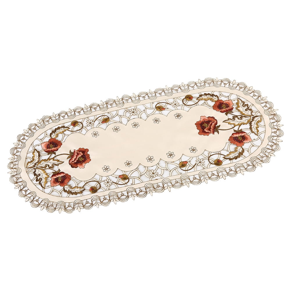 KIT 2 SETS DE TABLE A BRODER - LIN NATUREL 33 X 50 CM - RAYE ROUGE