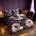 thumbnail image 2 of Homewish Chic Purple Butterfly Twin Bedding for Girls, Spring Flower Bedding Comforter Set, Black Reversible 7 Pieces, 2 of 7
