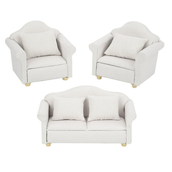 Cergrey 3 Pcs 1:12 Mini Maison de Poupée Coussin de Canapé à Carreaux Ensemble Accessoire Meuble de Chambre Jouet, Canapé Maison de Poupée, Canapé Miniature
