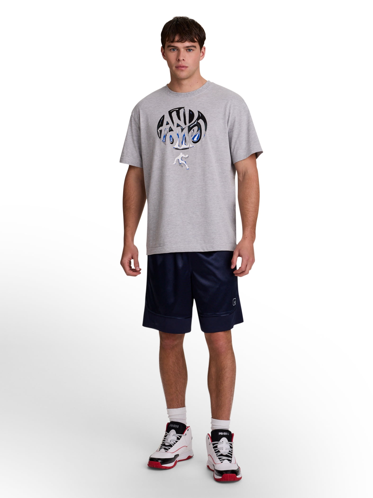 AND1 Men's and Big Men's All Court Short, 9" inseam, up to Size 5XL