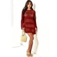 thumbnail image 4 of ANRABESS Womens Swimsuit Cover Up Crochet Long Sleeve Mesh Knit Summer Beach Dress Sheer Hollow Out Bathing Suit Coverup, 4 of 11