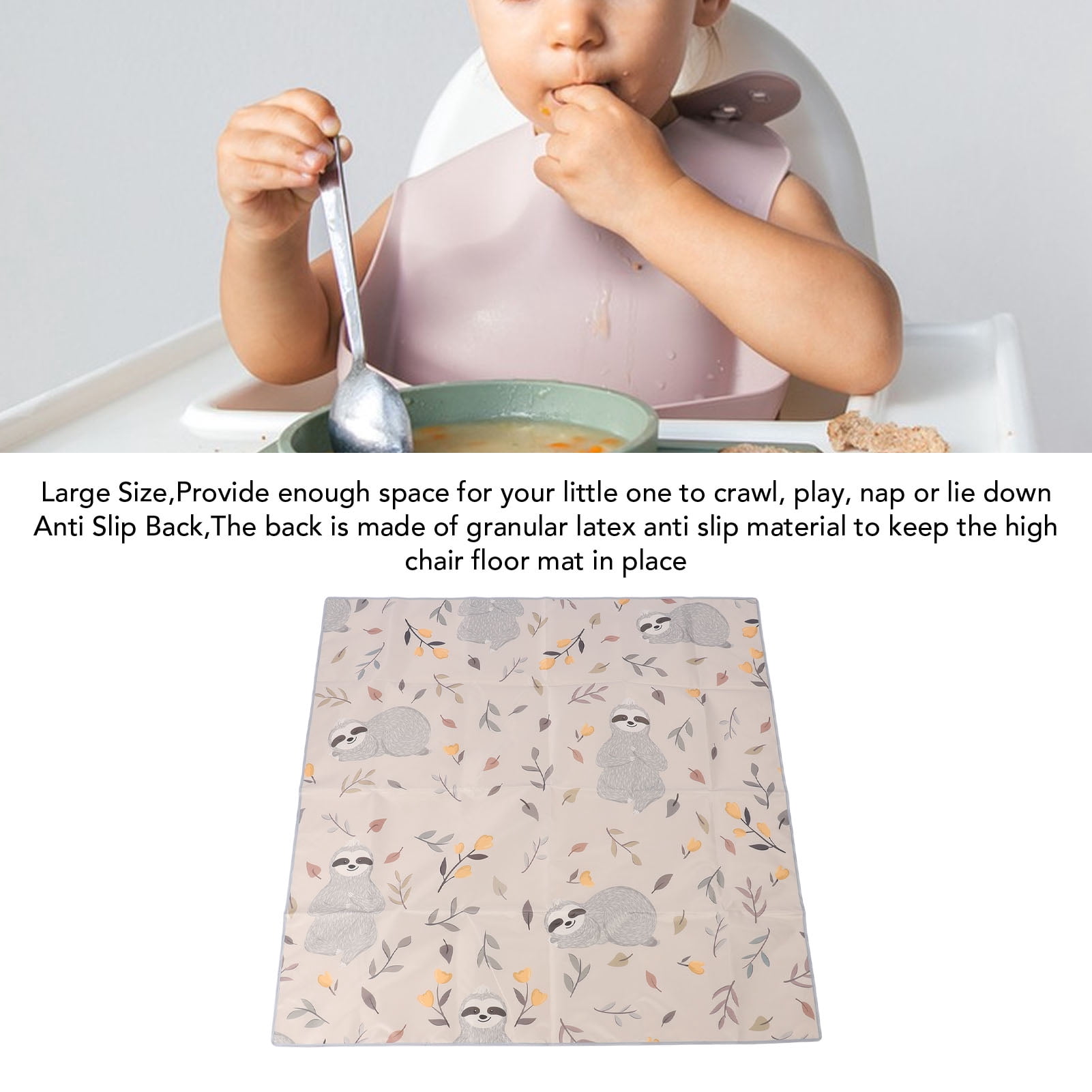 M Buder Under High Chair Mat 51.18 x 51.18 inches (130x130 cm) Waterproof Oxford Cloth Anti Slip Washable Portable Baby Splat Floor Spill Play Mat for Home Picnic Multi-functional Infant Toddler Rug