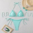 thumbnail image 2 of Glisme Green Bikini Sets For Women Striped Bikini Plunging Triangle Top And Tied Back Bottoms For Swimwear For Swimsuit Party, 2 of 6