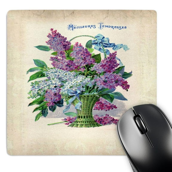 3dRose, Beautiful Vintage French Basket Of Lilacs, MousePad