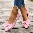thumbnail image 6 of hoksml Women's Rhinestone Bow Ballet Flats, Round Toe Soft Leather Slip On Casual Walking Flat Shoes, 6 of 9