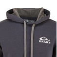 thumbnail image 2 of Drake Waterfowl Men's Logo Hoodie ? Midweight Cotton-Poly Fleece Pullover with Jersey-Lined Hood, Night Sky Navy Heather, XX-Large, 2 of 4