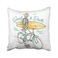 thumbnail image 1 of BOSDECO Taie d'Oreiller Surf Crâne Rouge Squelette Californie Tee Fait Main Graphique Longue Plage Tropical 18x18 Pouces, 1 of 1
