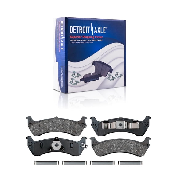 Detroit Axle - Rear Brake Pads for 1998-2002 Ford Ranger 97-01 Mercury Mountaineer 95-01 Explorer 01-03 Explorer Sport, Ceramic Brake Pads w/Hardware 1999 2000 Replacement