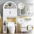 thumbnail image 5 of Over The Toilet Storage Cabinet, Freestanding Storage Organizer Cabinet, Farmhouse Space Saver with Paper Holder and Racks and Elegant Arched Design, for Bathroom, Laundry and Restroom, 5 of 14