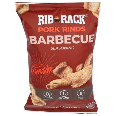 Rib Rack Pork Rinds Barbecue 4 oz (Pack of 6)