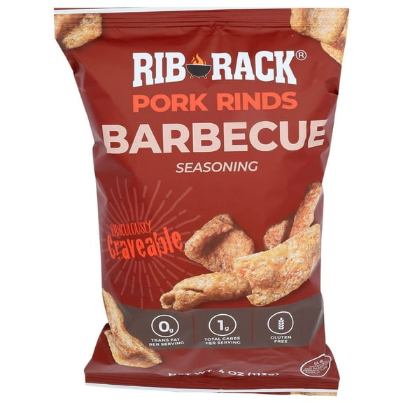 Rib Rack Pork Rinds Barbecue 4 oz (Pack of 6)