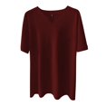 thumbnail image 2 of Kagetolytai Top Men's Casual Solid Color V-Neck Gentleman's Business Short Sleeve Fitness T-Shirt Mens Shirts Polo Shirts for Men Wine XL, 2 of 4
