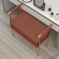 thumbnail image 5 of Modern Upholstered Bench Seat with Copper Frame,Ottoman Bench with Armrests, Entryway Bench Living Room Foot Rest Stool,Footrest Foot Stool with Sturdy Metal Frame, 5 of 7