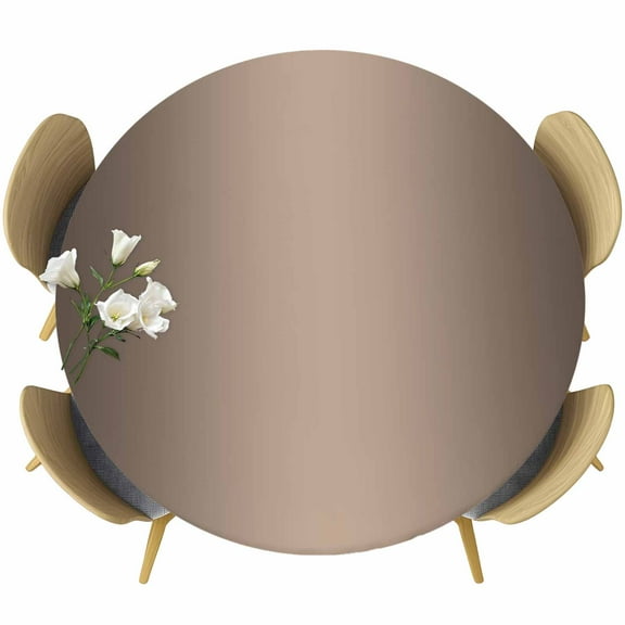 Brown Ombre Round Tablecloth 45-54 Inch Round Fitted Table Cloth with Elastic Edge, Modern Gradient Abstract Art Waterproof Table Cover Protector for Outdoor Picnic Party Dining