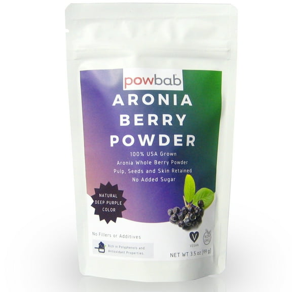 powbab Aronia Berry Powder 3.5 oz - from 100% Organic USA Grown Aronia Berries. No Added Sugar