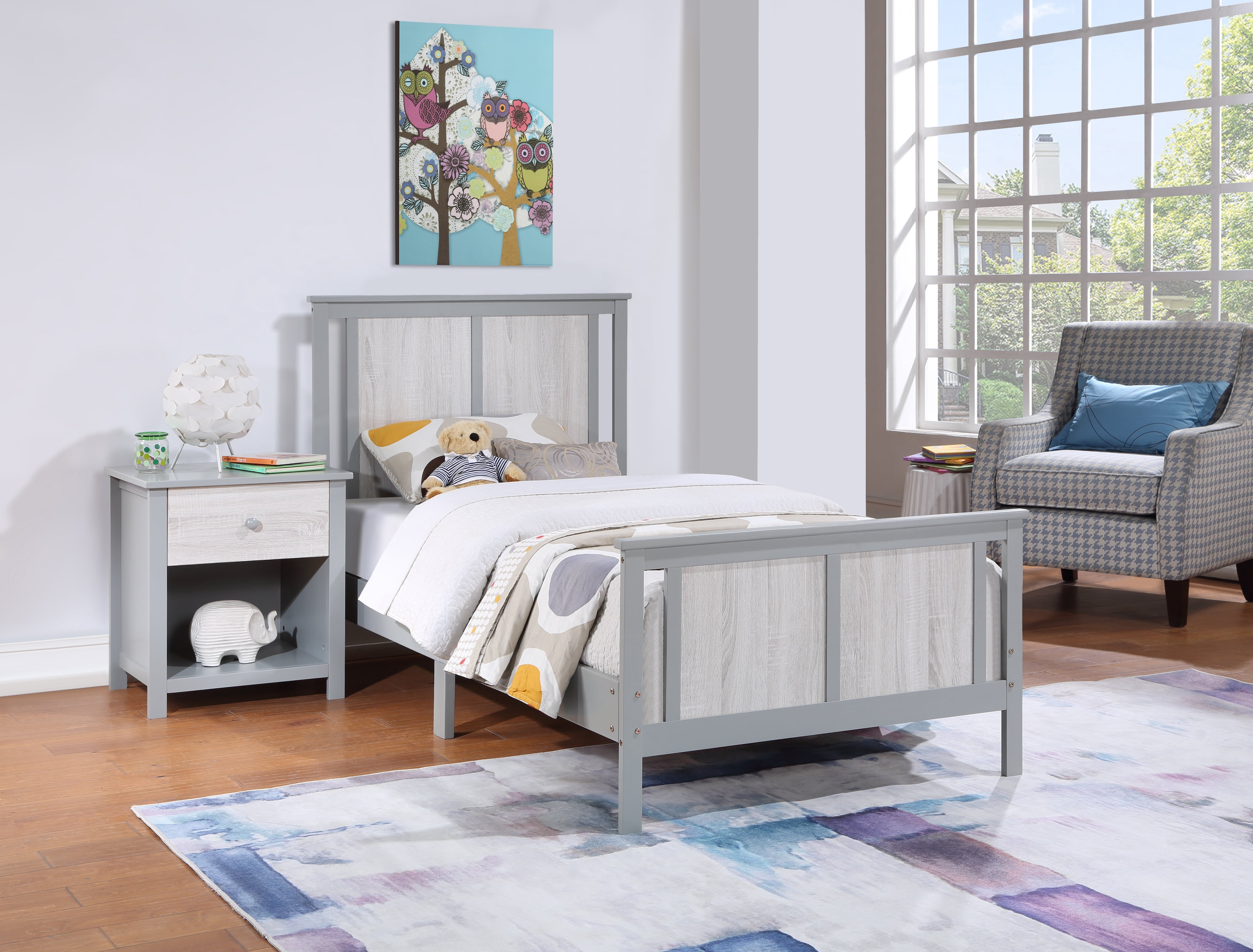 Olive & Opie Connelly Twin Bed Gray/Rockport Gray