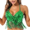thumbnail image 3 of Blouses for Women Dressy Casual Bra Shirts Women Blank Workout Tops Top Buttons Top Set Candy Corn Women's Belly Dance Sequin Bra Tassel Clothing Tops Green One Size, 3 of 8