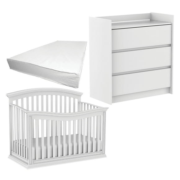 Trio Helena crib and Alex changing table, all white
