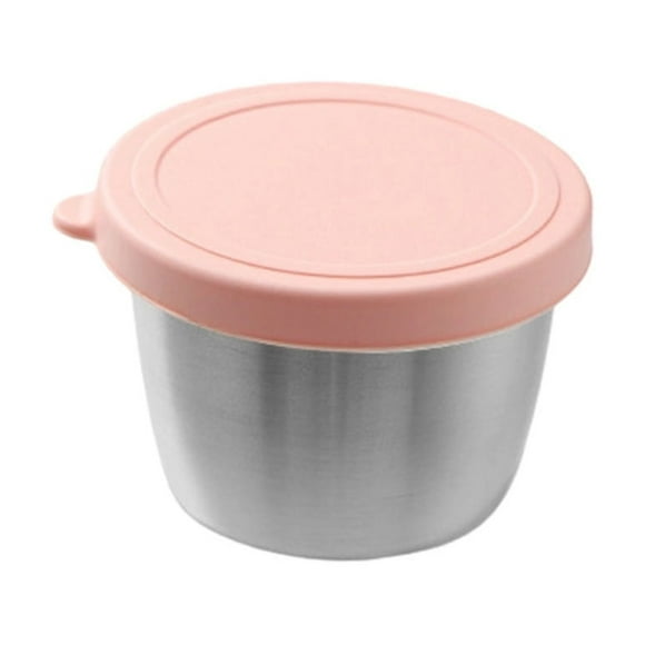 E 304 Stainless Steel Condiment Dish With Sealing Silicone Lid, 70Ml Sauce Cup For Outdoor Portable Use Or Dipping At Home Dining Table