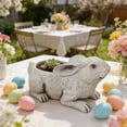 thumbnail image 7 of Easter Bunny Planter Resin Sculpture – 11.8" Decorative Figurine for Spring Home Table Centerpiece | Easter Decorations Indoor | Resin Bunny Planter for Flowers, Candles & Holiday Display, 7 of 7