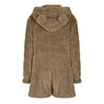thumbnail image 4 of Womens Fleece Short Romper with Cute Bear Hood Front Zipper Soft Fuzzy Sherpa Onesies Pajamas for Women Teens (L, Brown), 4 of 7