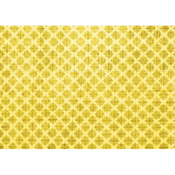 Ahgly Company Indoor Rectangle Trellis Yellow Modern Area Rugs, 5' x 8'