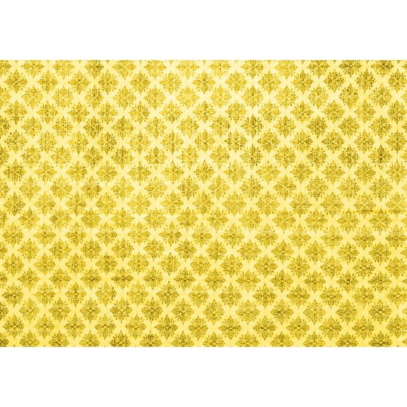 Ahgly Company Indoor Rectangle Trellis Yellow Modern Area Rugs, 2' x 4'
