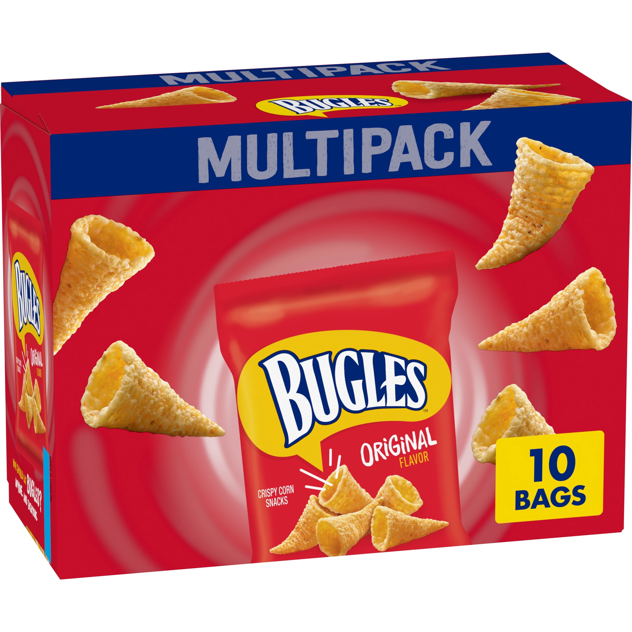 (4 pack) Bugles Original Crispy Corn Snacks, Party Snacks Multipack, 10 Count, 8.75 oz